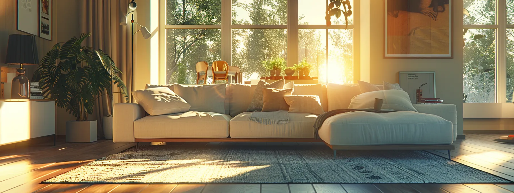 a bright, welcoming living room in a modern home featuring an inviting sofa and tasteful decor, symbolizing the ease and efficiency of the home buying process in st. louis.